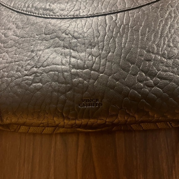 Vince Camuto - Black Pebbled Leather Purse with Silver Hardware and Zippers - Picture 3 of 9